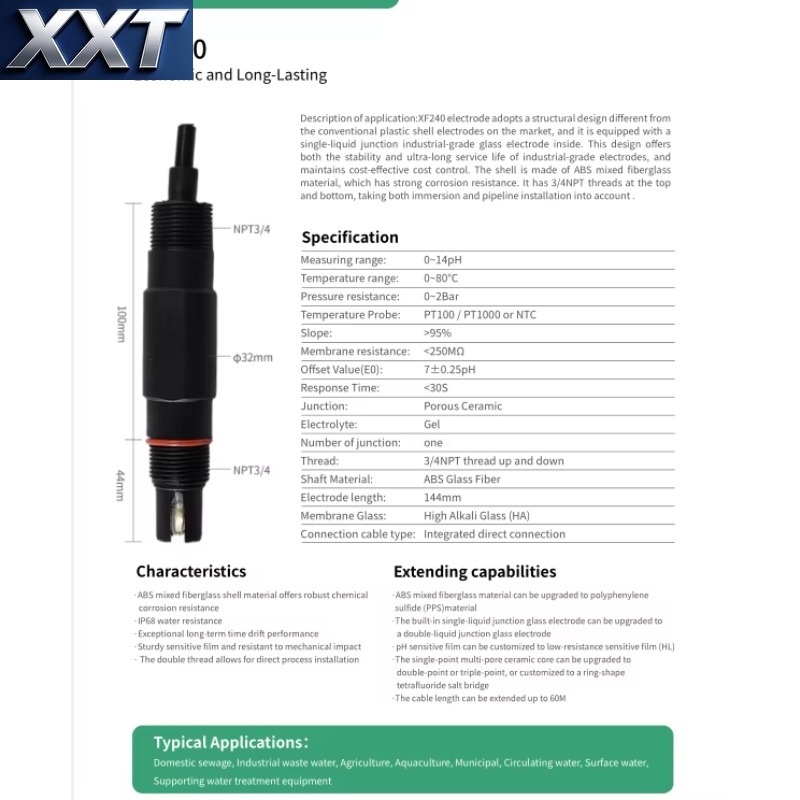 XXT XF240 Industrial pH Electr - Ph Meter recension och pris